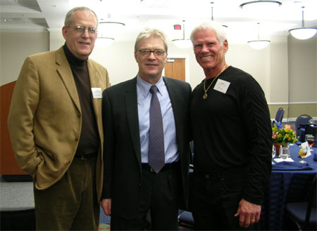 Donald E. McGlothlin, Sir Ken Robinson, and Hal Stowers enjoy camaraderie at UF… celebrating creativity…