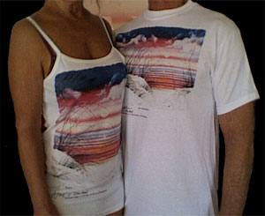  B.J. and Hal Stowers share how to Mix & Match a Women's Strappy Tank and Men's T imprinted with "Sea Oats Passion" - Wearable Art from "Hal Stowers Sunset Wear LIFE BLENDING® Collection"